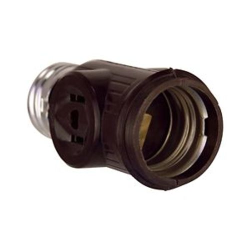 Main product image of Socket Adapter, 1 Socket To 1 Socket w/ 2 250W Nema 1-15R Outlets, 125V, Brown, Nema 1-15R, 660W, 715B-BOX