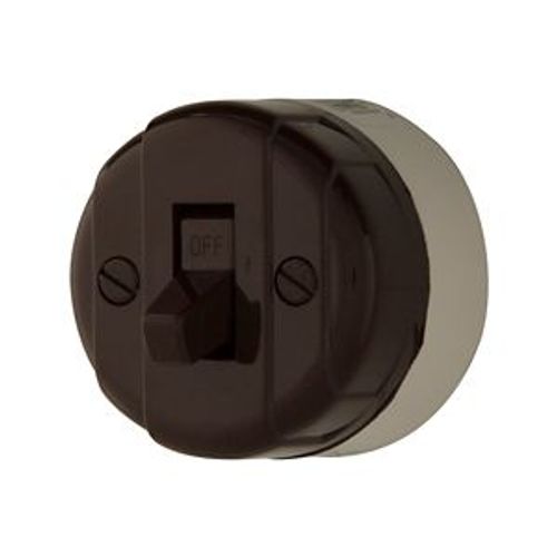 Main product image of Standard Grade Switch, Switch, 5A, 10A, Surface, 125/250V, Side Wire, Brown, 1-Pole, 735B-BOX