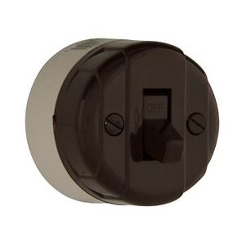 Main product image of Standard Grade Switch, Switch, 5A, 10A, Surface, 125/250V, Side Wire, Brown, 1-Pole, 735B-BOX