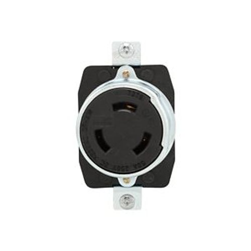 Main product image of Locking Receptacle, #10-6Awg, 50A, 600 Vac, 250Vdc, Back Wiring, Black, Single, 3-Pole, 4-Wire, 7379