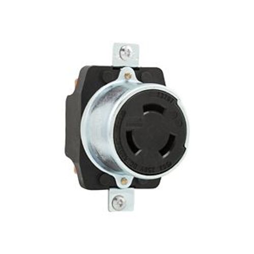 Main product image of Locking Receptacle, #10-6Awg, 50A, 600 Vac, 250Vdc, Back Wiring, Black, Single, 3-Pole, 4-Wire, 7379