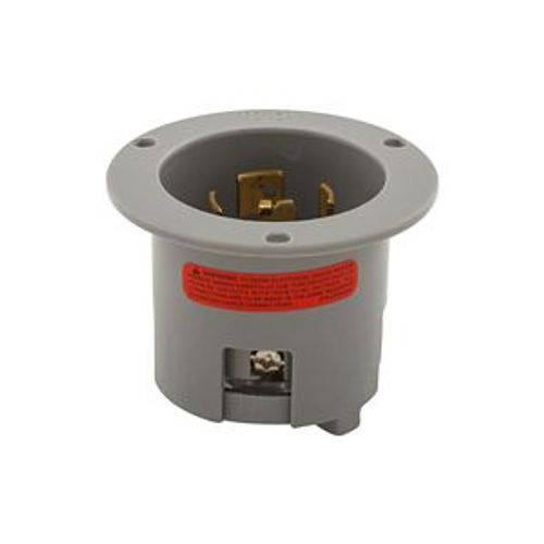 Main product image of Safety Grip Locking Flanged Inlet, #14-8 Awg, 20A, Industrial, 120/208V, Back Wiring, 4-Pole, 7408N
