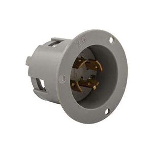 Main product image of Safety Grip Locking Flanged Inlet, #14-8 Awg, 20A, Industrial, 120/208V, Back Wiring, 4-Pole, 7408N