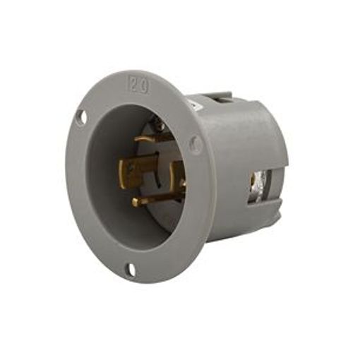 Main product image of Safety Grip Locking Flanged Inlet, #14-8 Awg, 20A, Industrial, 120/208V, Back Wiring, 4-Pole, 7408N