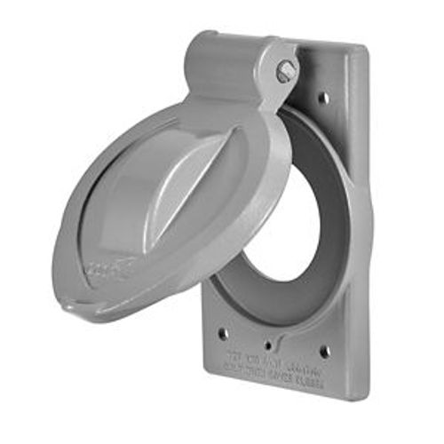 Main product image of Die Cast Aluminum Receptacle Cover, Self-Closing, 1.38-1.56" Face Dia., Surface Mount, 7420