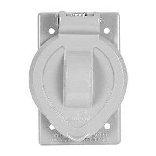 Main product image of Die Cast Aluminum Single Receptacle Cover, Self-Closing, 3.3" Dia. Hole, Surface Mount, 7420C