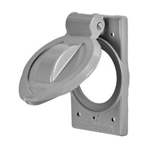 Main product image of Die Cast Aluminum Single Receptacle Cover, Self-Closing, 3.3" Dia. Hole, Surface Mount, 7420C
