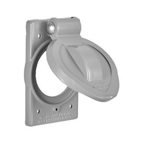 Main product image of Die Cast Aluminum Single Receptacle Cover, Self-Closing, 3.3" Dia. Hole, Surface Mount, 7420C