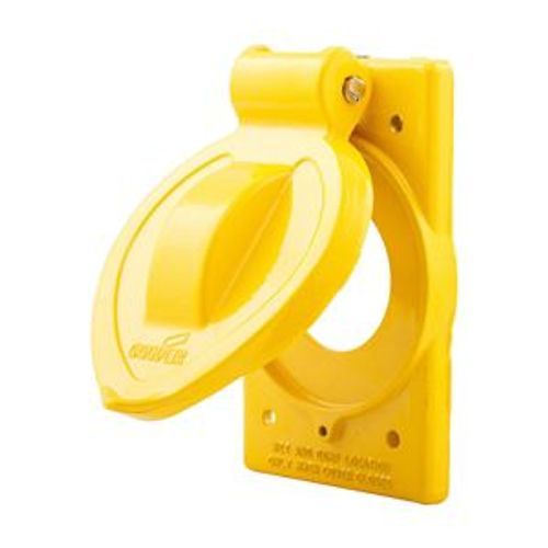 Main product image of Single Receptacle Cover, Self-Closing, 1.38-1.56" Face Dia., Surface Mount, Yellow Receptacle, 7420CR