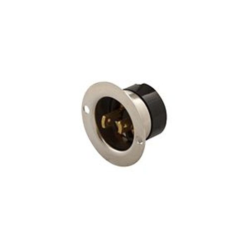 Main product image of Safety Grip Locking Flanged Inlet, #16-12 Awg, 15A, 125V, Back Wiring, Midget, 2-Pole, 2-Wire, 7466