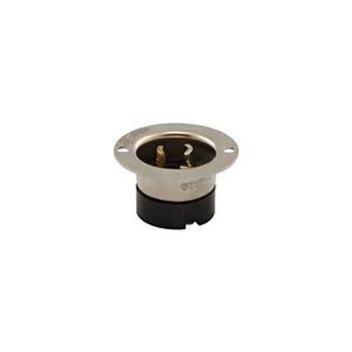Main product image of Safety Grip Locking Flanged Inlet, #16-12 Awg, 15A, 125V, Black, Midget, Ml1, 2-Pole, 2-Wire, 7467