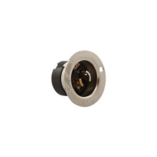 Main product image of Safety Grip Locking Flanged Inlet, #16-12 Awg, 15A, 125V, Black, Midget, Ml1, 2-Pole, 2-Wire, 7467
