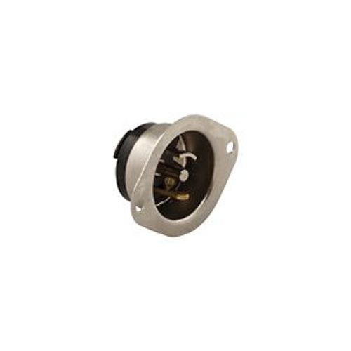 Main product image of Safety Grip Locking Flanged Inlet, #16-12 Awg, 15A, 125/250V, Black, Midget, Ml3, 3-Pole, 3-Wire, 7486