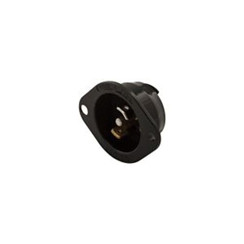 Main product image of Safety Grip Locking Flanged Inlet, #16-12 Awg, 15A, 125/250V, Black, Midget, 3-Pole, 3-Wire, 7486N