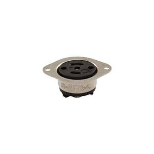 Main product image of Safety Grip Locking Flanged Outlet, #16-12 Awg 15A, 125/250V, Black, Midget, Ml3, 3-Pole, 3-Wire, 7487