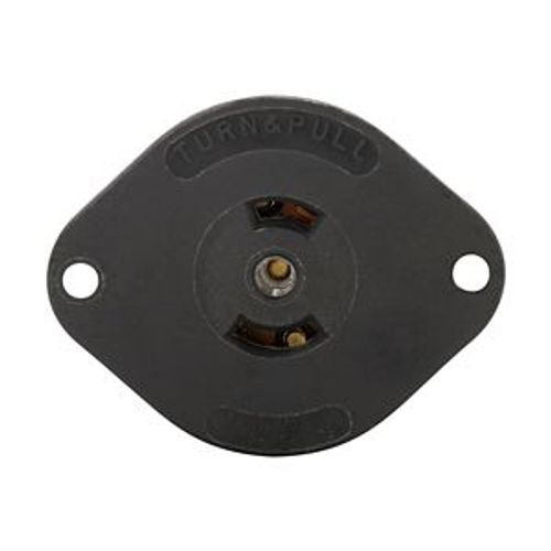 Main product image of Safety Grip Locking Flanged Outlet, #16-12 Awg, 15A, 125/250V, Black, Auto Grip, 3-Pole, 3-Wire, 7487N