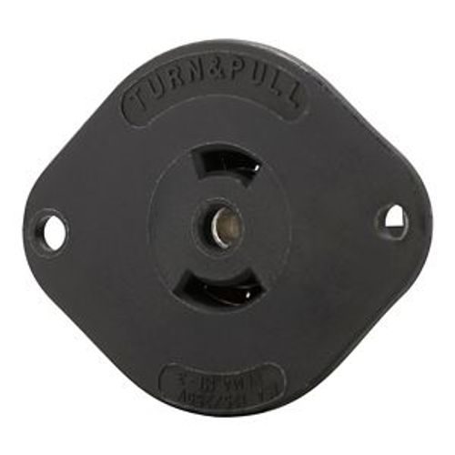 Main product image of Safety Grip Locking Flanged Outlet, #16-12 Awg, 15A, 125/250V, Black, Auto Grip, 3-Pole, 3-Wire, 7487N
