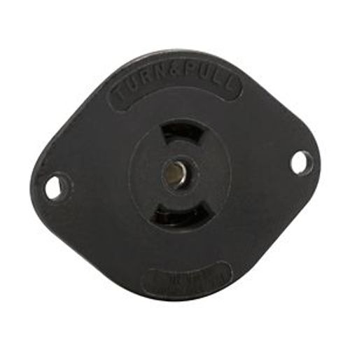 Main product image of Safety Grip Locking Flanged Outlet, #16-12 Awg, 15A, 125/250V, Black, Auto Grip, 3-Pole, 3-Wire, 7487N