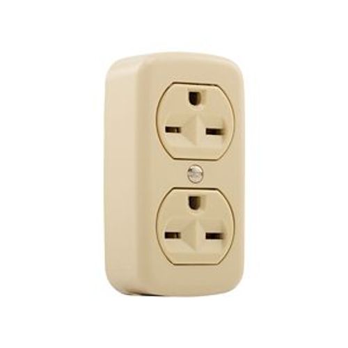 Main product image of Residential Grade Duplex Receptacle, #14-10 Awg, 15A, Surface, 250V, Ivory, 6-15R, Duplex, Screw, 74V-BOX