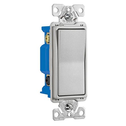 Main product image of Decorator Switch, 15A, 120/277V, Back Push Wiring, Slvr Gran, Four-Way 752759, 7504SG-K-L