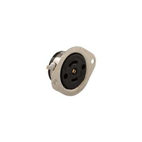 Main product image of Safety Grip Locking Flanged Outlet, #16-12 Awg, 15A, 125V, Black, Midget, Ml2, 2-Pole, 3-Wire, 7596