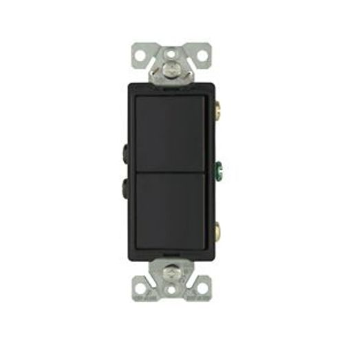 Main product image of Commercial Combo Switch, Auto-Grnd, #14-#12 Awg 15A, Resi, 120/277V, Rocker, Black, 7728BK-BOX