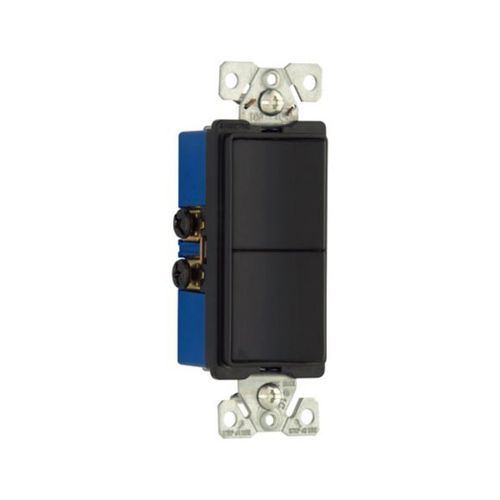 Main product image of Commercial Combo Switch, Auto-Grnd, #14-#12 Awg 15A, Resi, 120/277V, Rocker, Black, 7728BK-BOX