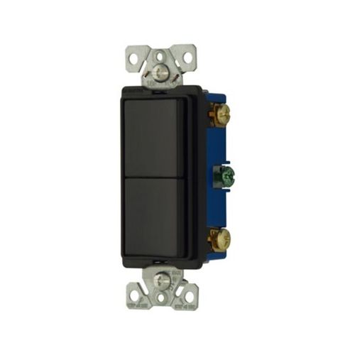 Main product image of Commercial Combo Switch, Auto-Grnd, #14-#12 Awg 15A, Resi, 120/277V, Rocker, Black, 7728BK-BOX
