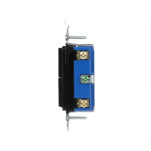 Main product image of Commercial Combo Switch, Auto-Grnd, #14-#12 Awg 15A, Resi, 120/277V, Rocker, Black, 7728BK-BOX