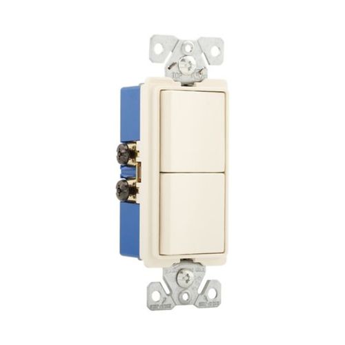 Main product image of Commercial Combo Switch, Auto-Grnd, #14-#12 Awg 15A, Resi, 120/277V, Rocker, Light Almond, 7728LA-SP