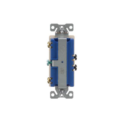 Main product image of Commercial Combo Switch, Auto-Grnd, #14-#12 Awg 15A, Resi, 120/277V, Rocker, Light Almond, 7728LA-SP