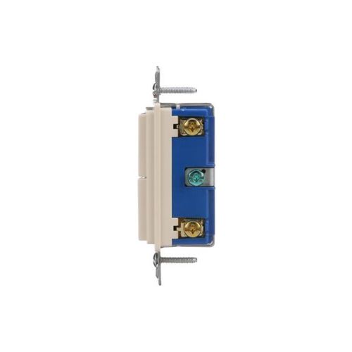 Main product image of Commercial Combo Switch, Auto-Grnd, #14-#12 Awg 15A, Resi, 120/277V, Rocker, Light Almond, 7728LA-SP