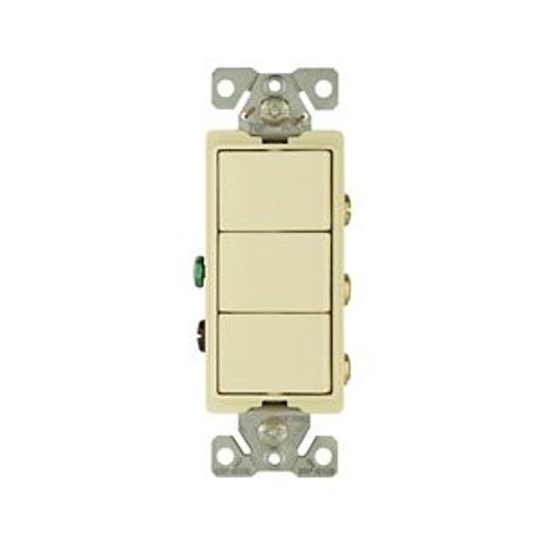 Main product image of Commercial Combo Switch, Auto-Grnd, #14-#12 Awg 15A, Resi, 120/277V, Rocker, Almond, 7729A-SP