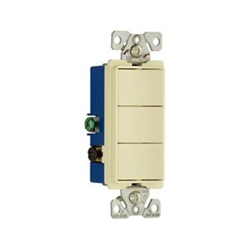 Main product image of Commercial Combo Switch, Auto-Grnd, #14-#12 Awg 15A, Resi, 120/277V, Rocker, Almond, 7729A-SP