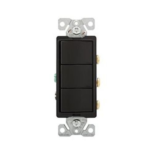 Main product image of Commercial Combo Switch, Auto-Grnd, #14-#12 Awg 15A, Resi, 120/277V, Rocker, Black, 7729BK-BOX