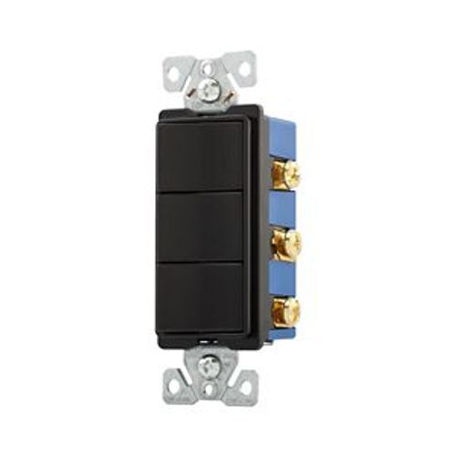 Main product image of Commercial Combo Switch, Auto-Grnd, #14-#12 Awg 15A, Resi, 120/277V, Rocker, Black, 7729BK-BOX