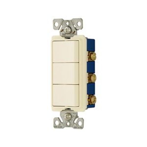 Main product image of Commercial Grade Combination Switch, Decorator, 15A, Commercial, 125V, 1 Pole, Triplex, Almond, 7729LA-SP