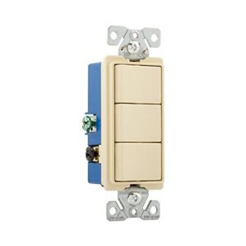 Main product image of Commercial Combo Switch, Auto-Grnd, #14-#12 Awg 15A, Resi, 120/277V, Rocker, Ivy, 7729V-BOX