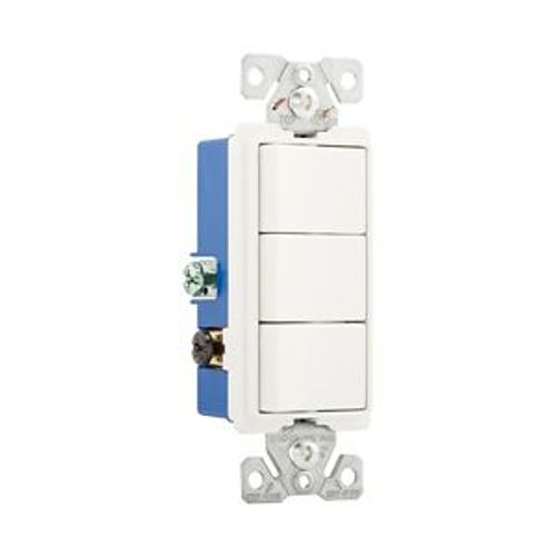 Main product image of Commercial Combo Switch, Auto-Grnd, #14-#12 Awg 15A, Resi, 120/277V, Rocker, White, 7729W-BOX