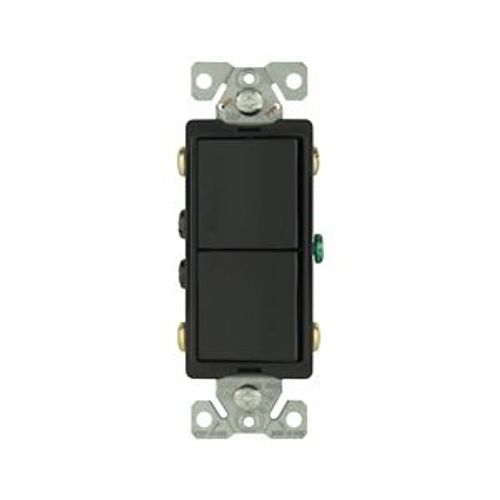 Main product image of Commercial Combo Switch, Auto-Grnd, #14-#12 Awg 15A, Resi, 120/277V, Rocker, Black, 7731BK-BOX