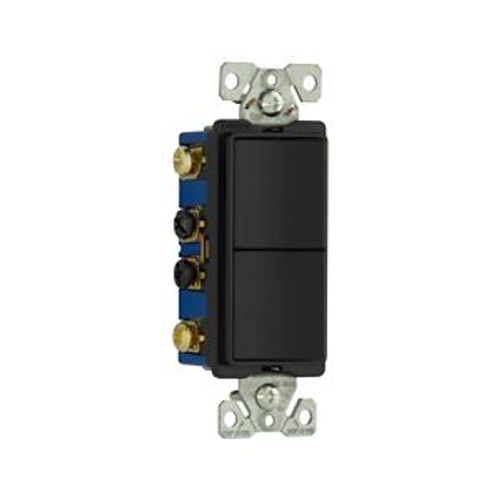 Main product image of Commercial Combo Switch, Auto-Grnd, #14-#12 Awg 15A, Resi, 120/277V, Rocker, Black, 7731BK-BOX