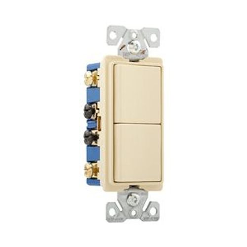 Main product image of Commercial Combo Switch, Auto-Grnd, #14-#12 Awg 15A, Resi, 120/277V, Rocker, Ivy, 7731V-BOX