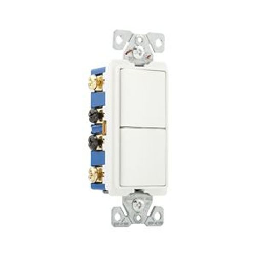 Main product image of Commercial Combo Switch, Auto-Grnd, #14-#12 Awg 15A, Resi, 120/277V, Rocker, White, 7731W-BOX