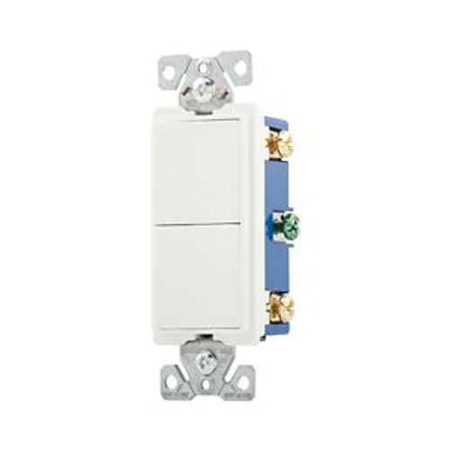 Main product image of Commercial Combo Switch, Auto-Grnd, #14-#12 Awg 15A, Resi, 120/277V, Rocker, White, 7731W-BOX