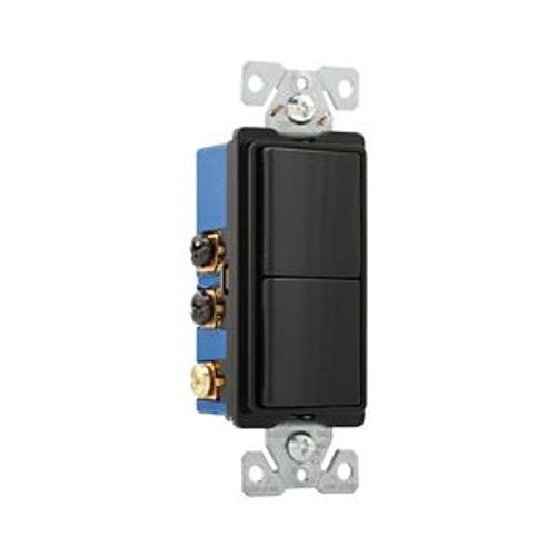 Main product image of Commercial Combo Switch, Auto-Grnd, #14-#12 Awg 15A, Resi, 120/277V, Rocker, Black, 7732BK-BOX