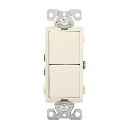 Main product image of Commercial Combo Switch, Auto-Grnd, #14-#12 Awg 15A, Resi, 120/277V, Rocker, Light Almond, 7732LA-BOX
