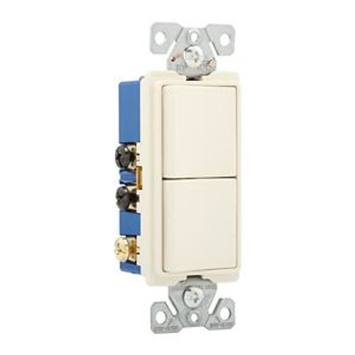Main product image of Commercial Combo Switch, Auto-Grnd, #14-#12 Awg 15A, Resi, 120/277V, Rocker, Light Almond, 7732LA-BOX