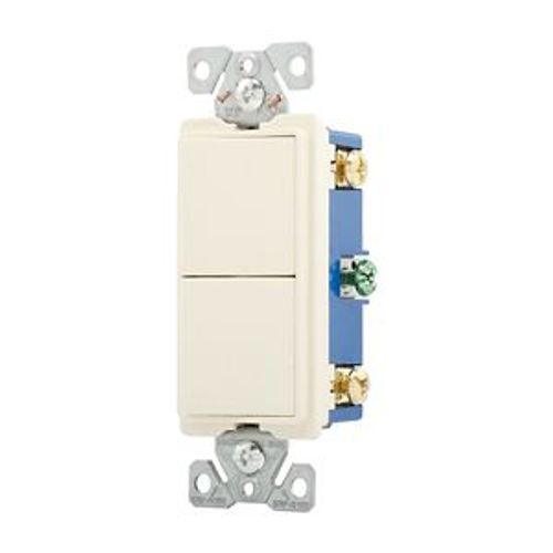 Main product image of Commercial Combo Switch, Auto-Grnd, #14-#12 Awg 15A, Resi, 120/277V, Rocker, Light Almond, 7732LA-BOX
