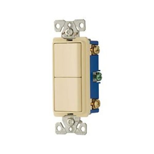 Main product image of Commercial Combo Switch, Auto-Grnd, #14-#12 Awg 15A, Resi, 120/277V, Rocker, Ivy, 7732V-BOX