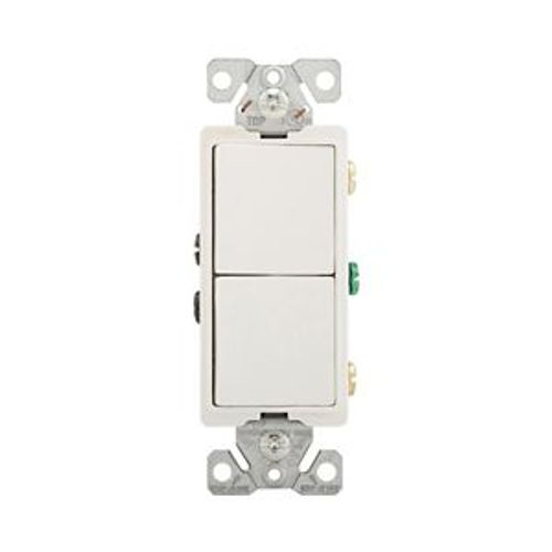 Main product image of Commercial Combo Switch, Auto-Grnd, #14-#12 Awg 15A, Resi, 120/277V, Rocker, White, 7732W-BOX
